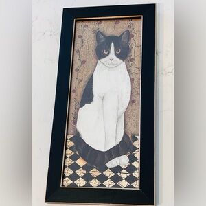 VTG Cat print framed by Anne English for Cindy Sampson County Cat Wall Art